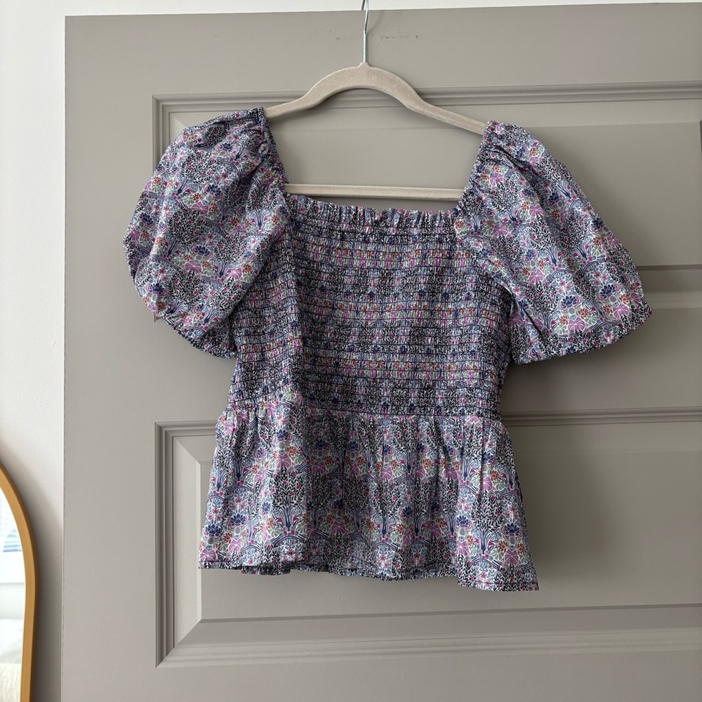 Jcrew Liberty of London Puff Sleeve Top